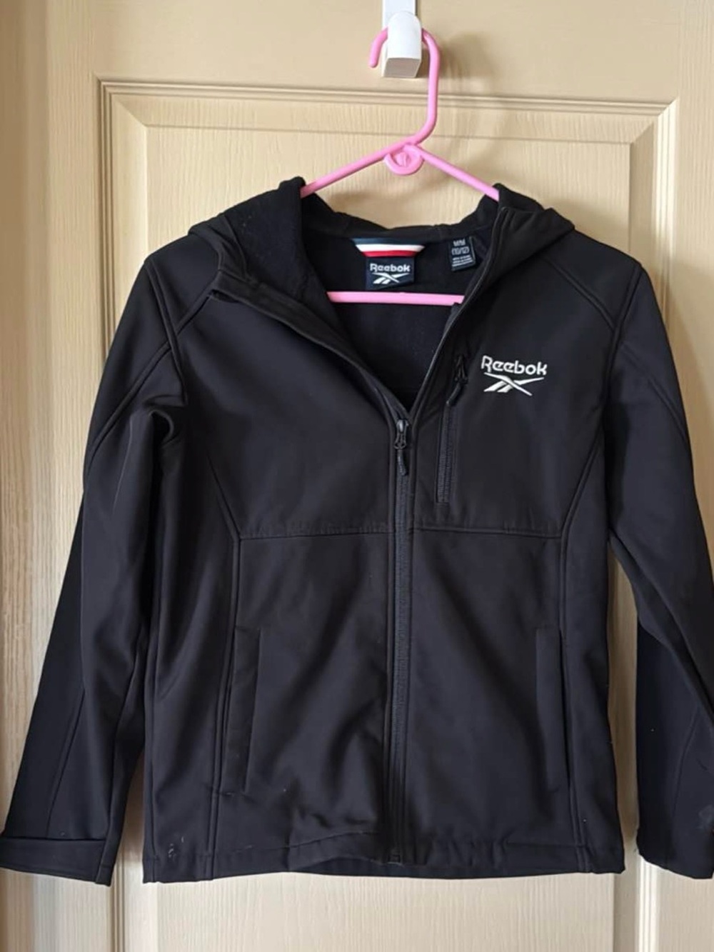 Youth Reebok jacket hood hooded fleece lined wind stopper perfect warm